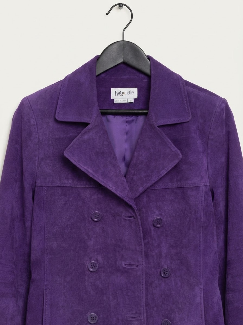bagatelle Purple Suede Double-Breasted Pea Coat